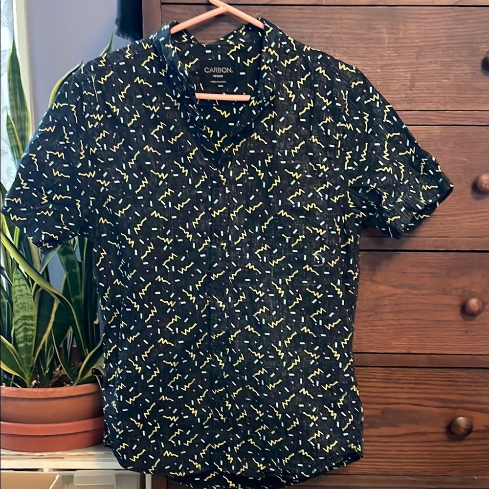 Carbon Black and Yellow Men's Shirt Retro